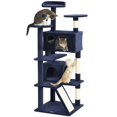 thumbnail image 1 of PawHut 54" Cat Tree Tower with Scratching Posts, Cat Condos, Dark Blue, 1 of 10