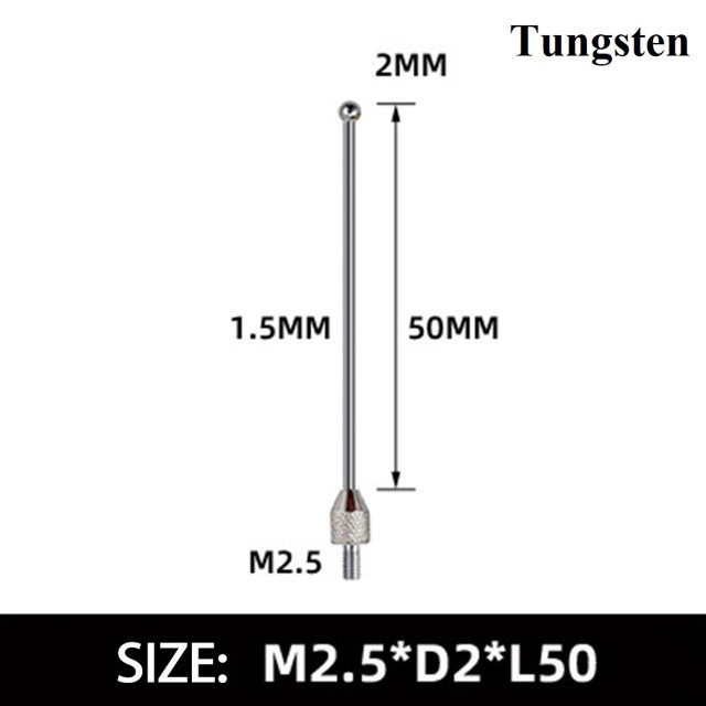 Lefu 2mm carbuncle Tungsten Steel Head M2.5 Thread Micrometer Gauge Indicator Probe