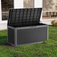 thumbnail image 4 of EasyUp 100 Gallon Resin Deck Box, Lockable Patio Outdoor Storage Box for Furniture, Garden Tools and Tools Storage, Waterproof Outside Storage Boxes（Black Pattern）, 4 of 7