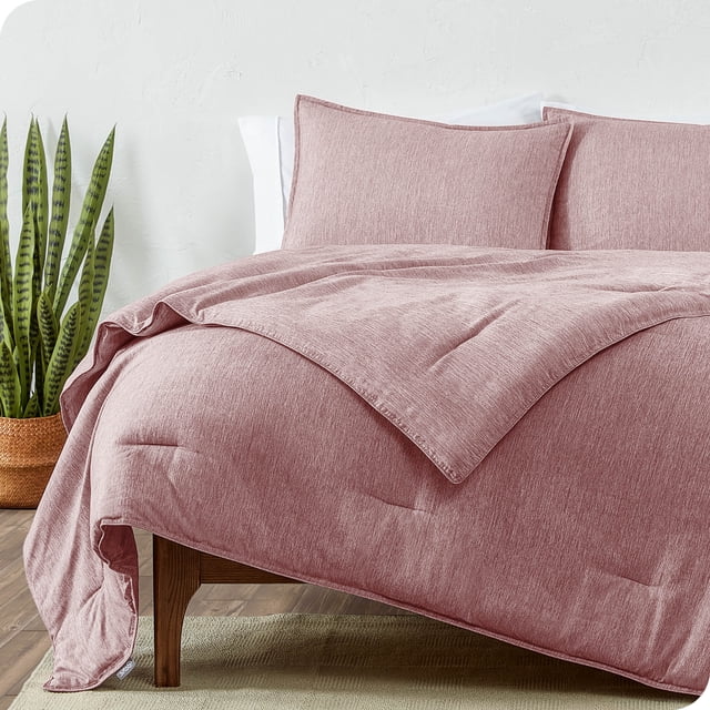 Bare Home Goose Down Alternative Comforter Set - 3 Piece Set - Queen, Heathered Rosewood