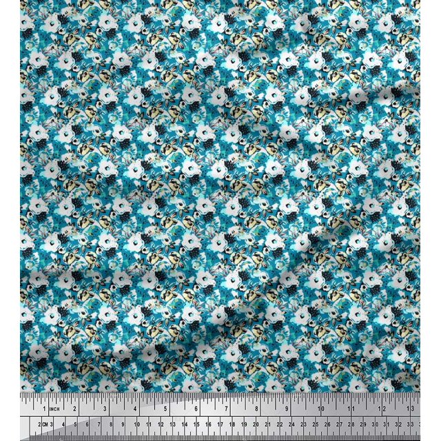 Soimoi Poly Georgette Fabric Floral Shirting Fabric Prints by Yard 42 Inch Wide