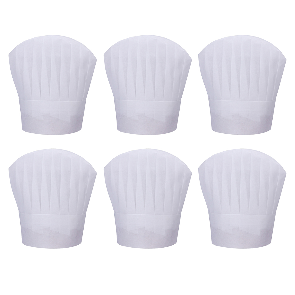 6 Pcs Chapeaux de Chef Jetables, Chapeaux de Service Alimentaire, Chapeaux de Chef pour Cuisine de Restaurant