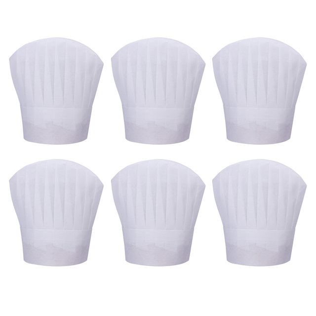 6 Pcs Chapeaux de Chef Jetables, Chapeaux de Service Alimentaire, Chapeaux de Chef pour Cuisine de Restaurant