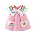 thumbnail image 1 of Penkiiy Robe d'Été Sans Manches à Col Poupée Imprimé Arc-en-Ciel pour Bébé Fille 2-3 Ans Rose en Liquidation, 1 of 9