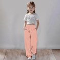 thumbnail image 2 of Girls Linen Pants Pants for Gymnastics Girls Medium And Large Children Casual Girls Solid Color Drawstring Sweatpants, 2 of 6