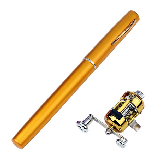 jinwen 5-section Mini Folding ing Rod Reel Combo Set Pocket Collapsible ing Golden
