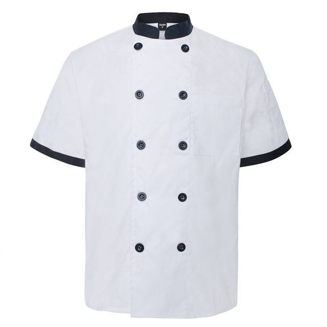 TOPTIE Veste de Chef Unisexe à Manches Courtes, Noir et Blanc