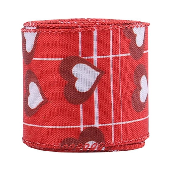 witspace Valentines Fabric Ribbons, Love Heart Edge Wired Burlap Ribbon for Valentine's Day Hanging Wrapping Party Gift Decoration Indoor Outdoor Tree Crafts Supplies (2 Inch * 4.5 Yards)