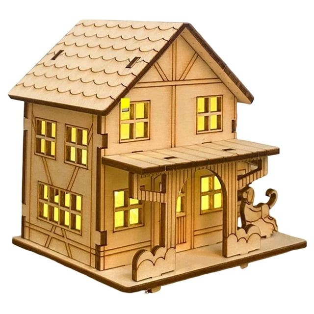 Light-Up Handmade Wooden Christmas Village Houses For Crafts