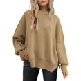thumbnail image 1 of ORUYROP Women's Crewneck Batwing Long Sleeve Sweater 2023 Fall Oversized Ribbed Knit Side Slit Pullover Top, 1 of 7