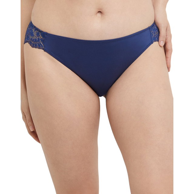 Maidenform Womens Comfort Devotion Lace Back Tanga, 5, Navy Eclipse-Rose Gold
