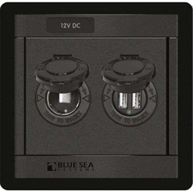 Blue Sea Systems 1478 Prise 12V DC Panneau 360 & Chargeur USB Double