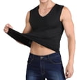 thumbnail image 1 of Mens Summer Ice Silk Traceless Thin Breathable Pure Color V-neck Sleeveless Top, 1 of 9