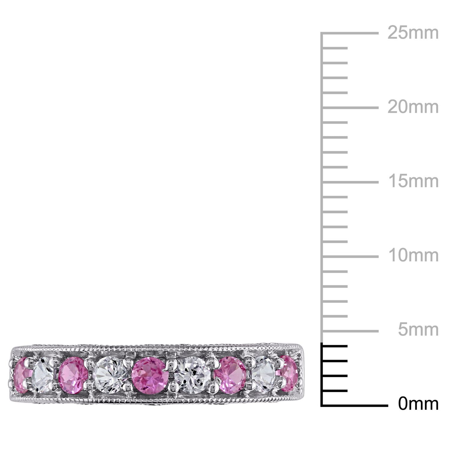 Tangelo 0.88 Carat T.G.W. Created Pink and White Sapphire Sterling Silver Semi-Eternity Ring