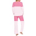 thumbnail image 4 of Yuyuzo Ensembles de Pyjama pour Femmes 2 Pcs Rayé Manches Longues Col Rond T-Shirts Pantalons de Détente avec Poches, 4 of 6