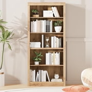 Ourlova 71inch Tall Bookcase Wooden Bookshelf with 5 Tiers Open Storage Modern Book Shelf in White Floor Standing Display Shelves for Bedroom Living Room and Office Swedish Oak