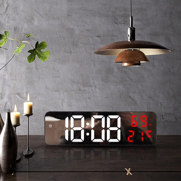 Large LED Digital Wall Clock with Temperature, Date & Humidity Display - 3-Level Brightness Adjustment, Wall-Mounted or Tabletop, Battery/USB Powered (Batteries Not Included)