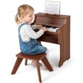 thumbnail image 1 of Costway 25 Keys Digital Piano with Music Stand Stool Lighted Keys Teaching Mode for 3+ Kids Brown, 1 of 10