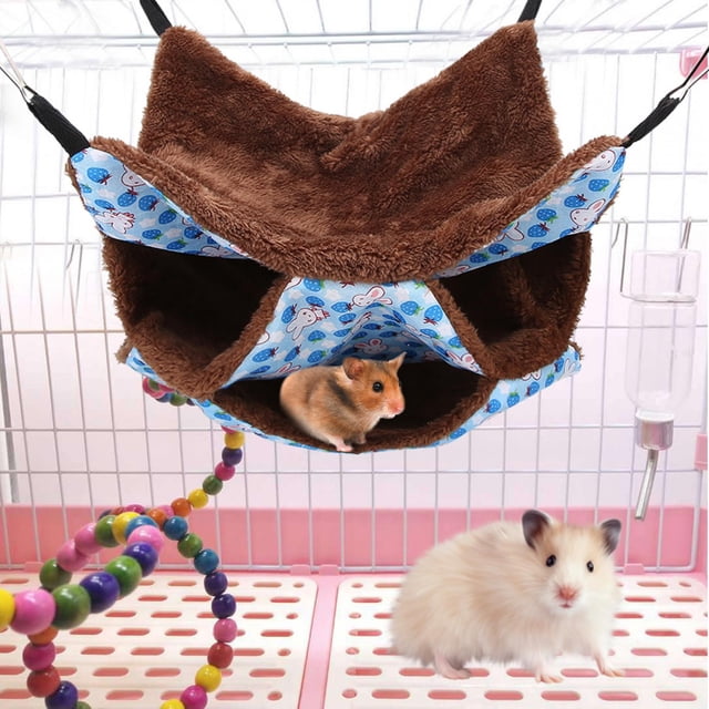 Hamster Hanging Bed,Three Layer Small Pet Pet Hanging Bed Hamster Sleeping Bag Effortless Installation