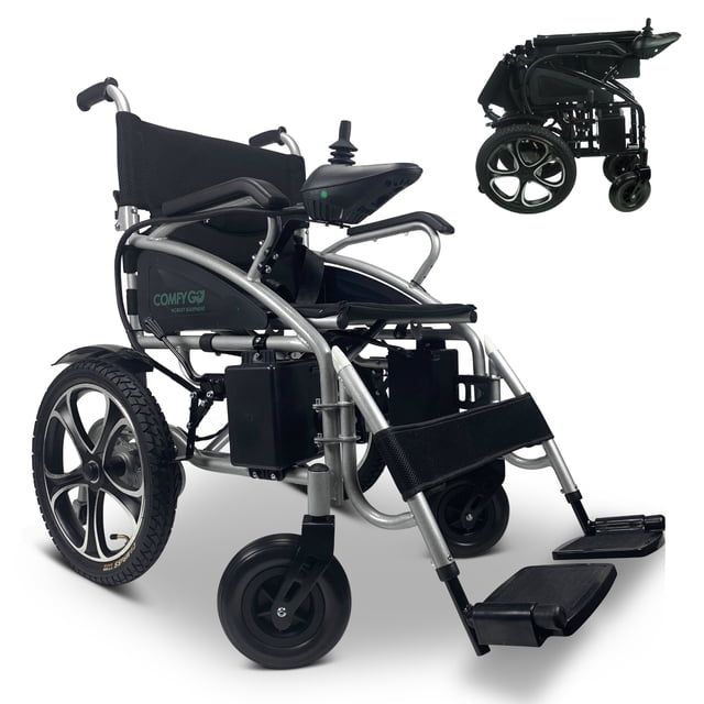 ComfyGO 6011 Fauteuil Roulant Électrique Motorisé Robuste, Argent