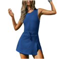 thumbnail image 3 of Soldes de Rentrée! QATAINLAV Robe de Tennis pour Femme avec Short et Soutien-Gorge une Pièce Tenue de Jupe-Short Athlétique Dos Ouvert Robes de Golf d'Été Combishort Sans Manches Bleu TTG, 3 of 8