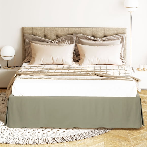 PiccoCasa Bed Skirt Double Brushed Microfiber with Dust Ruffle, Queen Khaki