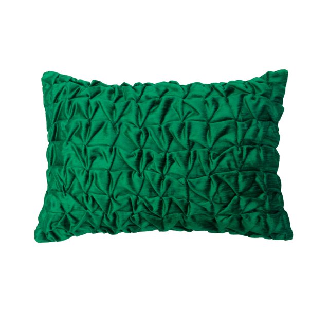 The HomeCentric Designer Green 12"x18" (30x45 cm) Lumbar Pillow Covers, Velvet Knotted & Textured Oblong Pillows For Couch, Solid Pattern Modern Style - Emerald Waters