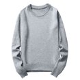 thumbnail image 1 of Mrat Fall Pullover Men Men's Solid Color Knitted Sweater Round Neck Pullover Long Sleeved Loose Button Sweater Tops Sweater Men Sweater S-59 Gray L, 1 of 6