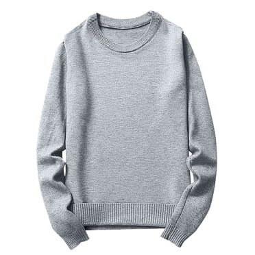 Jalioing Sweaters for Men Casual Loose Crew Neck Long Sleeve Pullover Sweater Solid Color Basic Knit Shirts