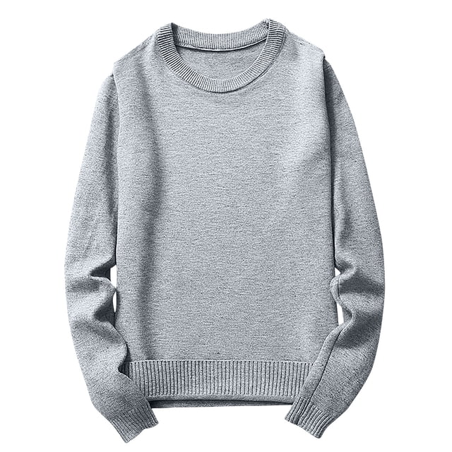 Mrat Fall Pullover Men Men's Solid Color Knitted Sweater Round Neck Pullover Long Sleeved Loose Button Sweater Tops Sweater Men Sweater S-59 Gray L