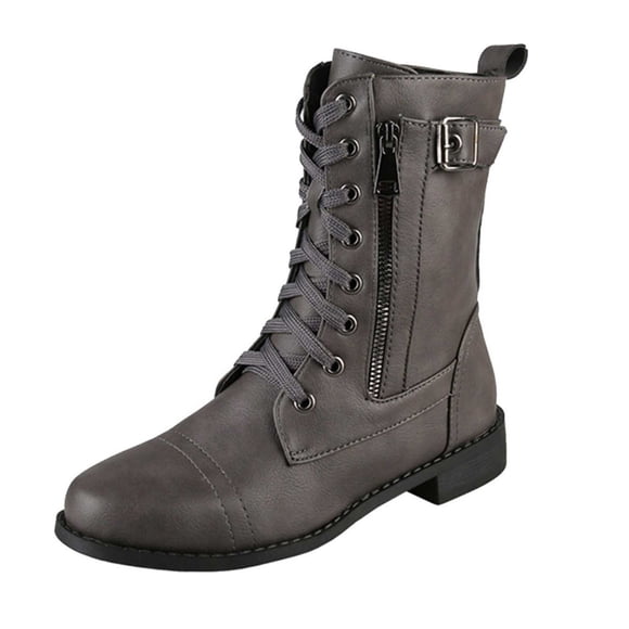 jovati Women Fashion Western Style Cowboy Riding Boots Casual Warm Low Heels Knee Middle Tube Boots Shoes