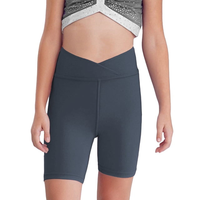 Doomiva Girls Athletic Swim Shorts Solid Color Shorts Sport Cheer Workout Running Gray 120