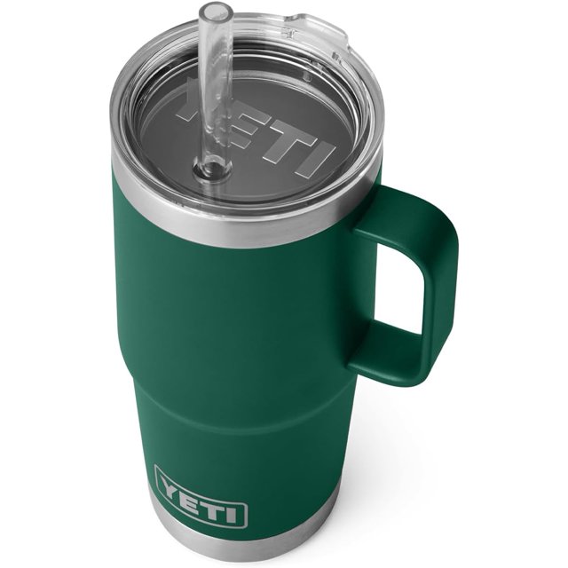 YETI Rambler Tasse en Paille 25 oz, Isolée sous Vide, Acier Inoxydable, Vert Forêt Noir