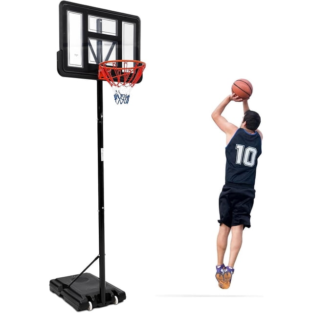 Kojooin Portable Basketball Hoop – 5.2FT to 10FT Adjustable Height, 44" Backboard Goal System for Kids