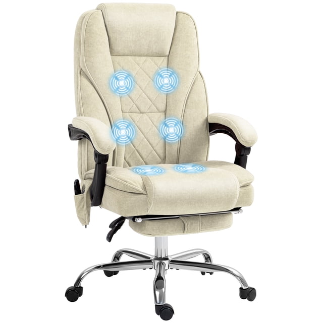 Vinsetto Chaise de Bureau de Massage, Chaise de Jeu Inclinable, Beige