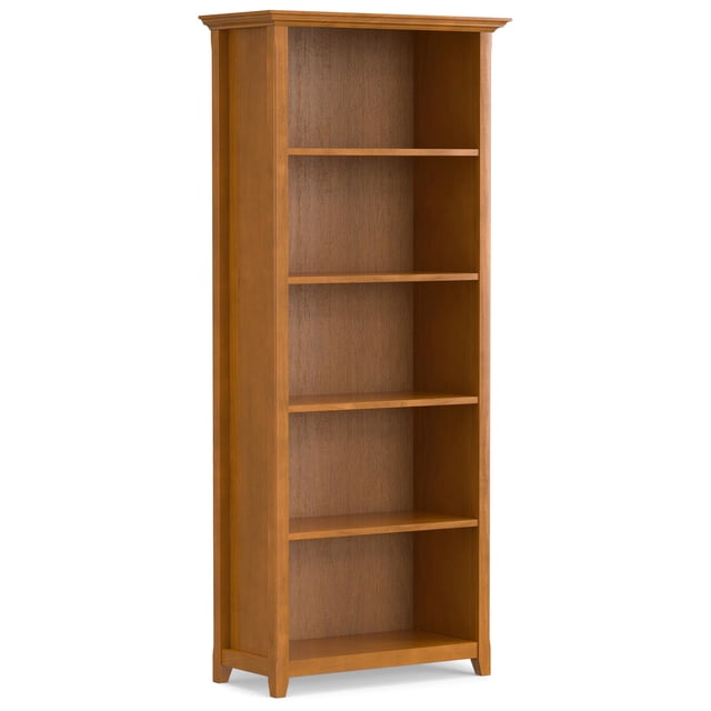 Amherst 30"Wide Solid Wood Transitional 5 Shelf Bookcase in Light Golden Brown