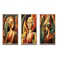 thumbnail image 2 of Designart "Futuristic Art Deco Portrait II" Fashion Woman Framed Wall Art Set Of 3 - Yellow Glam Frame Gallery Wall Set For Home Decor, 2 of 6