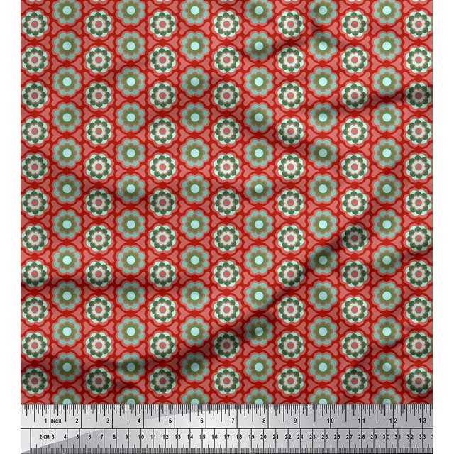 Soimoi Poly Georgette Fabric Artistic Floral Print Sewing Fabric Yard 42 Inch Wide