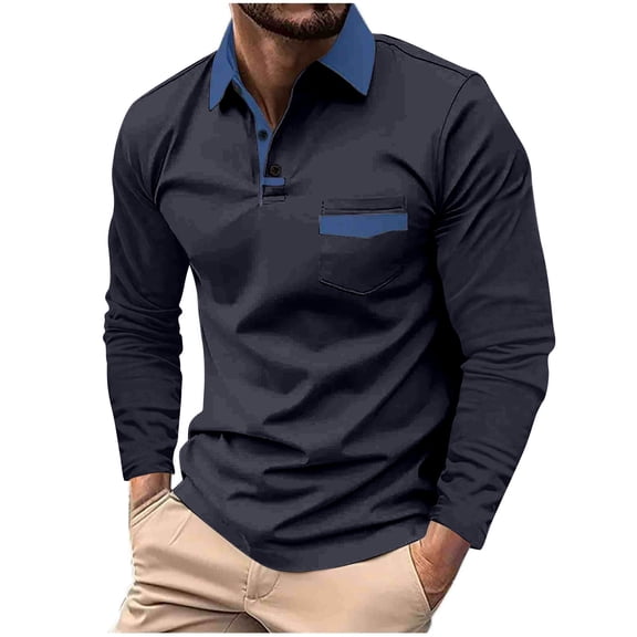 AherBiu Chemises de Golf pour Hommes à Manches Longues Col à Revers Coupe Régulière Chemise Athlétique Mode d'Automne T-Shirts à Boutons Hauts