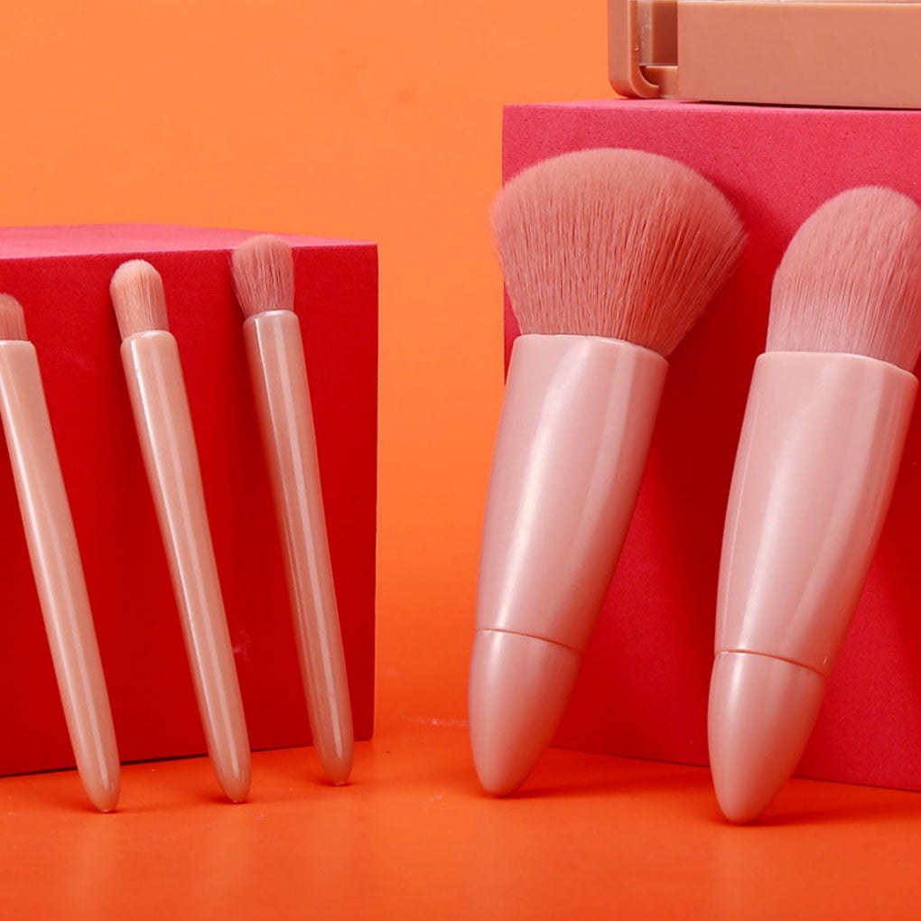 Maoww Pack of 5 Makeup Brushes with Mirror Powder Foundation Eye Shadow Beauty Make Up Set Eyelash Brush Beginner Cosmetics Household