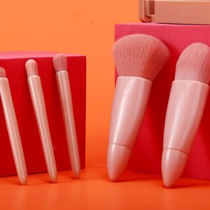 Maoww Pack of 5 Makeup Brushes with Mirror Powder Foundation Eye Shadow Beauty Make Up Set Eyelash Brush Beginner Cosmetics Household