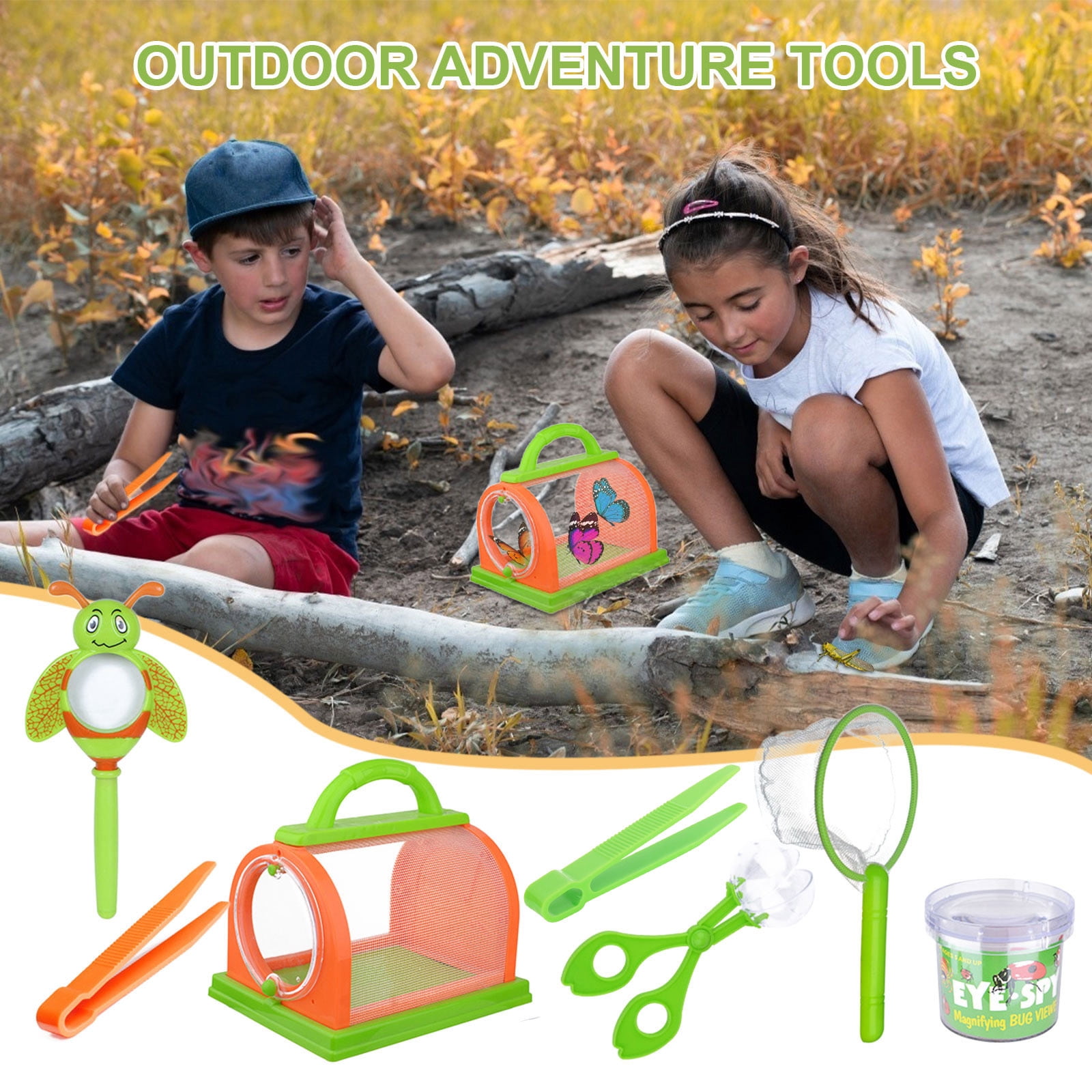 mtvxesu Pet Toy, Children's Outdoor Adventure Tools 7-piece Set Observation Box Glass Catcher Tweezers Insect Cage Set Pet Sale