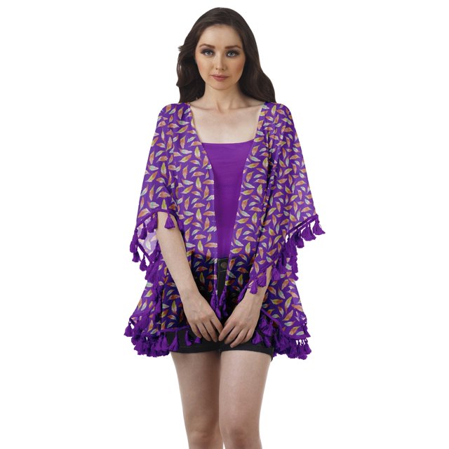 Moomaya Boléro Ouvert Imprimé Manches Kimono Imprimé Couverture de Plage pour Femmes
