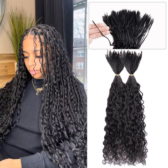 Pre-Divided Human Braiding Hair for Boho Braids Water Deep Wave Human Hair Bulk for Braiding Curly Human Hair for Boho Locs Boho Crochet Braids Human Hair Extensions (1B, 20"-320Stran