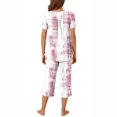 thumbnail image 4 of Rbaofujie Pyjama à Boutons pour Femmes Ensemble Chemise de Nuit à Col Rond Imprimée à Manches Courtes et Pantalon Tenue d'Intérieur Pyjama avec Poches Chemise de Nuit pour Femmes Liquidation, 4 of 7