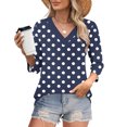 thumbnail image 2 of Fewfanhot 3/4 Hauts pour Femmes à Manches, Mode d'Automne, Tunique à Col en V, Tenue de Bureau Décontractée, Chandail à Enfiler, 2 of 9