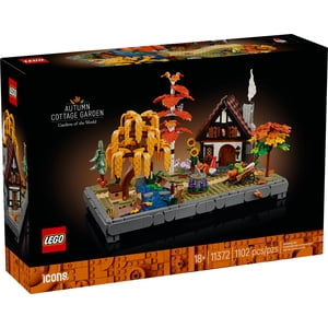 LEGO Icons Autumn Cottage Garden Building Ensemble pour adultes, Âges 18+ - Décor de chambre whimsical pour bureau, chambre ou plateau de réservation - Blocs de construction pour ventilateurs d'artisanat - Idée cadeau pour les anniversaires - 11372