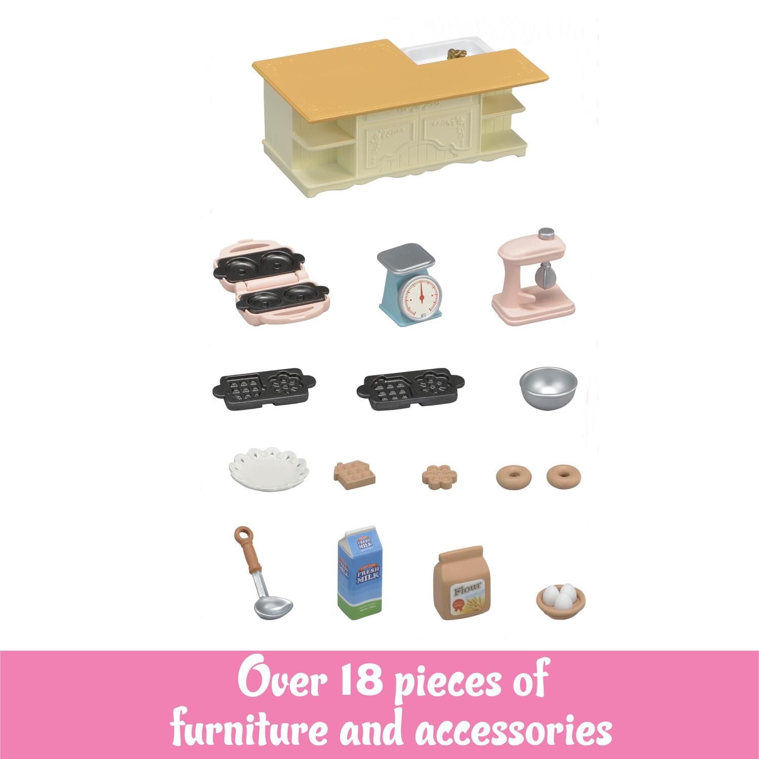 Calico Critters Kitchen Island, Dollhouse Furniture and Accessories with "Working" Features
