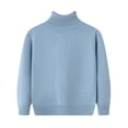 thumbnail image 1 of Girls Turtleneck Sweater Pullovers Kids Toddler Ribbed Knit Cotton Sweaters Jumpers Basic Plain Long Sleeve Tops Light Blue, 4 Y, 1 of 7