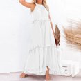 thumbnail image 4 of Robes d'Été pour Femmes 2025 Robe Maxi Sans Manches Décontractée Fluide à Volants Élégante Unie Robe de Soleil Blanche L, 4 of 5